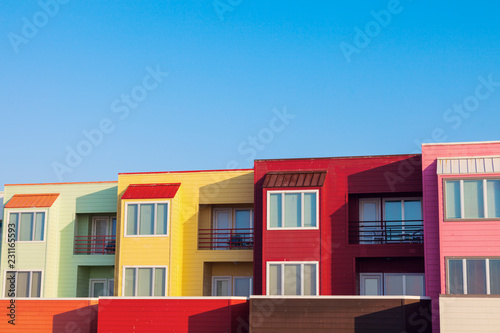 Obraz na płótnie Colorful apartments by the beach in Galveston w salonie