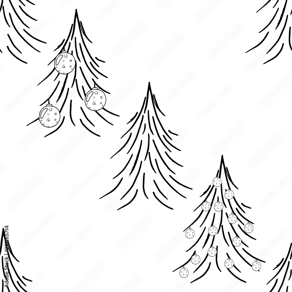 Obraz premium Christmas tree seamless pattern. Vector illustration of a seamless pattern of the Christmas tree.