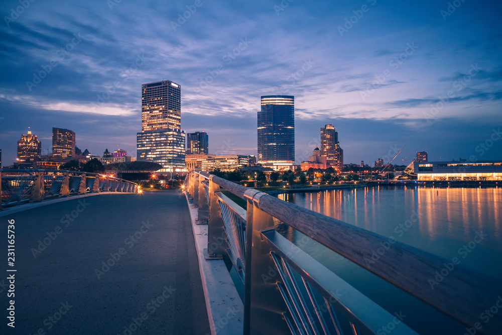 Panorama of Milwaukee at night