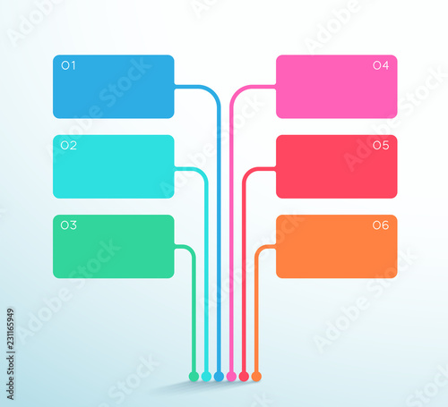 6 Point Vector Text Box Diagram 3d Infographic Template