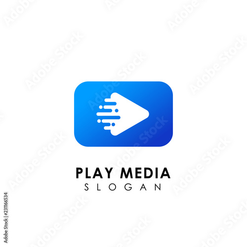 fast play media logo design template. play icon symbol design