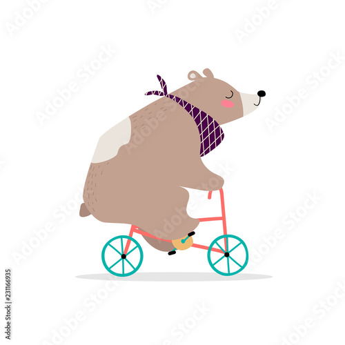 Funny bear on a bike.