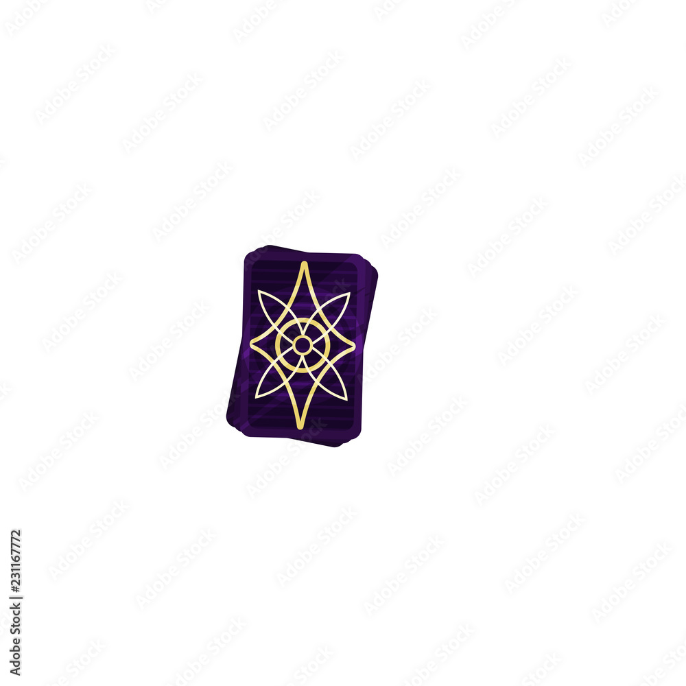 Deck of purple tarot cards with mystical magical symbol. Divination and  fortune-telling theme. Flat vector icon Stock Vector | Adobe Stock