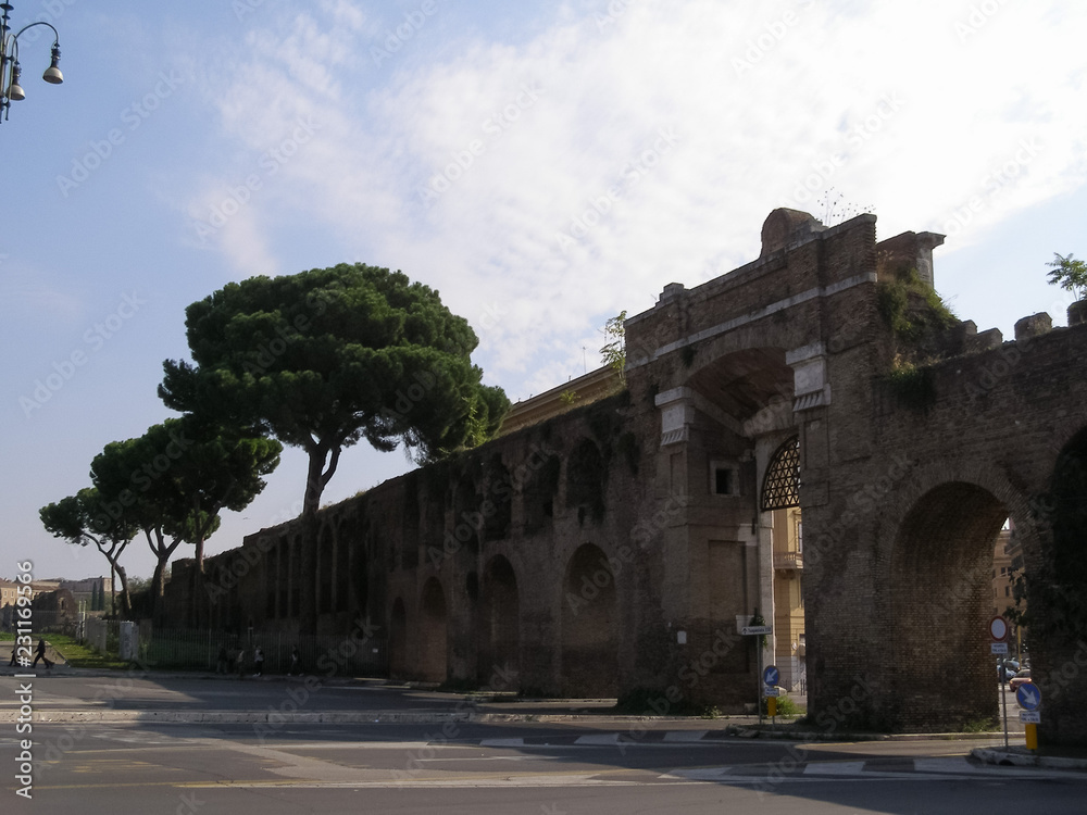 Aurelian walls in Rome