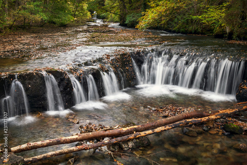 Fototapeta Naklejka Na Ścianę i Meble -  Horseshoe Falls waterfall on the Elidir Trail at the Brecon national park Wales UK
