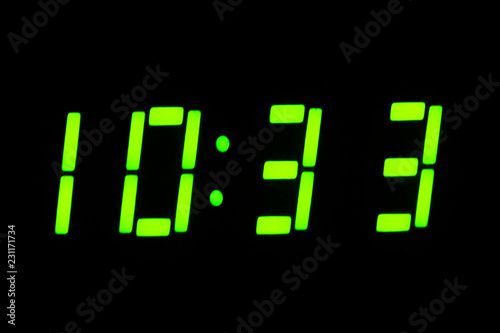 digital clock on black background