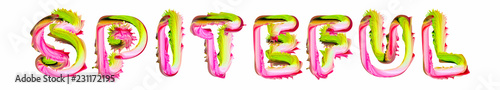 Foto Spiteful - pink and green text written on white background