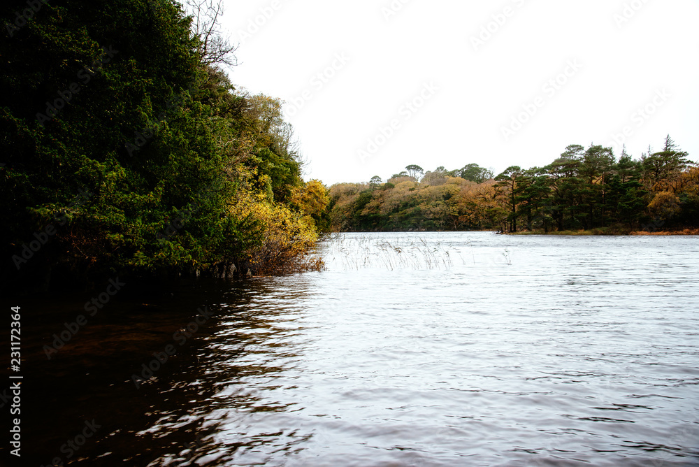 Scenic view of lake in Killarney a misty day Scenic view of lake in Killarney a misty day