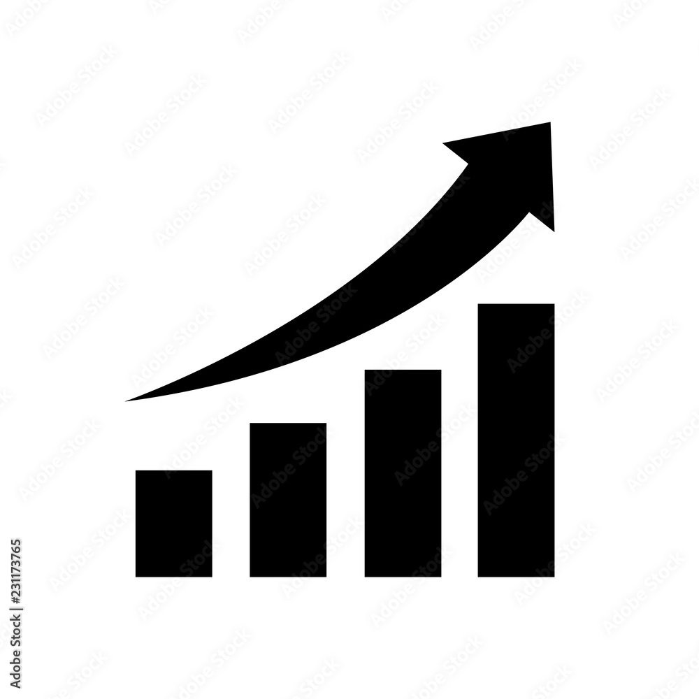 Vector growing graph icon, logo on white background Vector growing graph icon, logo on white background