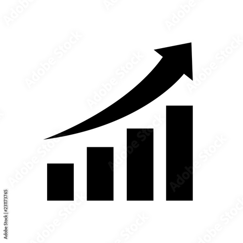 Vector growing graph icon, logo on white background