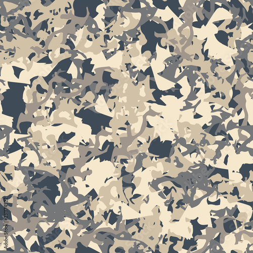 UFO military camouflage seamless pattern in different shades of beige and blue colors © Ko_Te