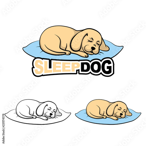 Dog sleeps on the pillow. Sweetly sleeping