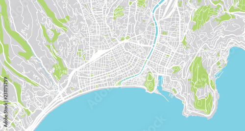 Urban vector city map of Nice, France