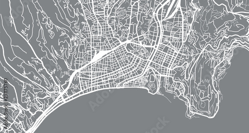 Urban vector city map of Nice, France