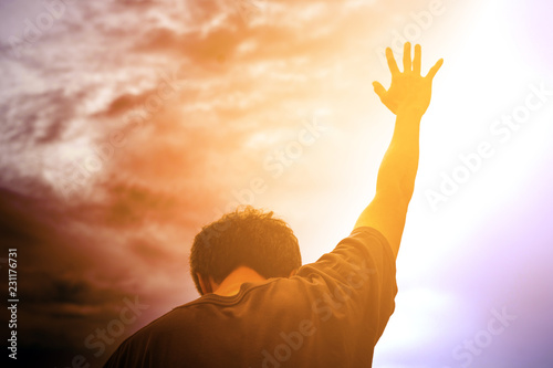 Human hands open palm up worship Fototapet