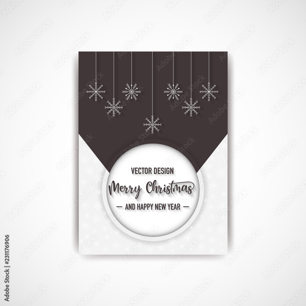 Merry christmas dark color flyer with snowflake, vector, illustration, eps file