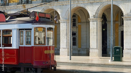 old historical tram in the city of lisbon