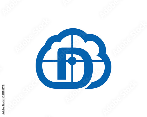 D cloud network logo template