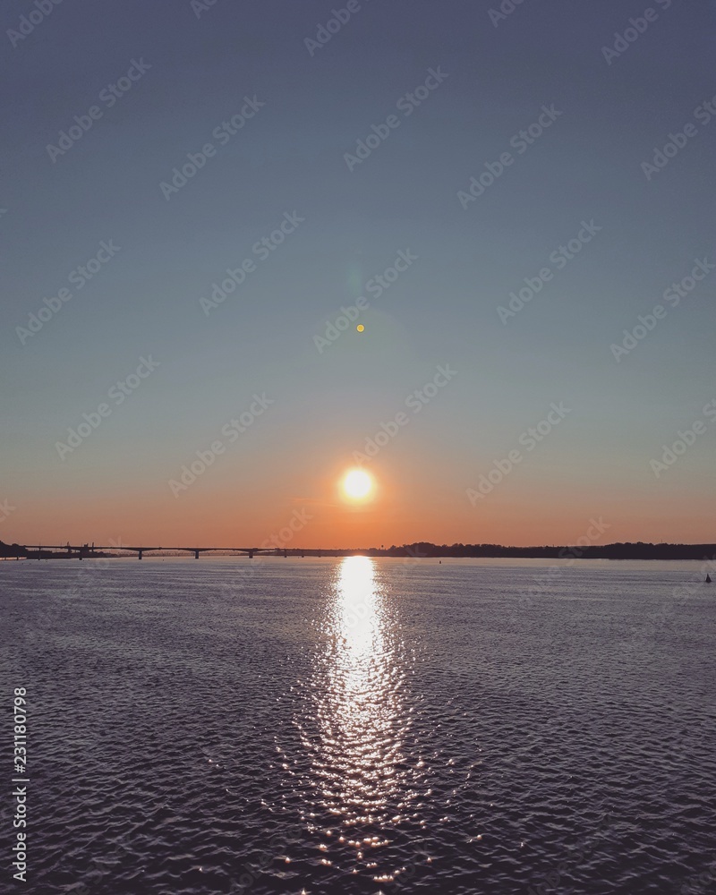 sunset over the river