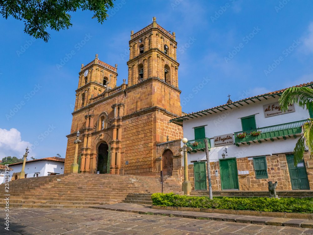 Barichara, Colombia, Santander, Cathedral of the Immaculate Conception in the main plaza in the town