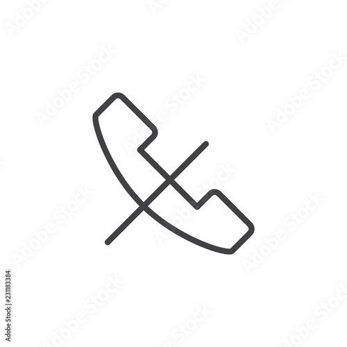 No phone call outline icon. linear style sign for mobile concept and web design. Forbidden call simple line vector icon. Symbol, logo illustration. Pixel perfect vector graphics