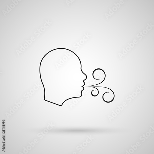 Having breath difficulties. Health Care. 	
Breathing vector icon. checking breath or suffering respiration problems. Isolated icon