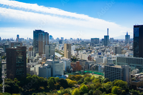 Photography Beautiful architecture and building around Tokyo city with blue sky