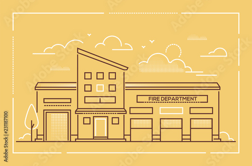 Fire department - modern line design style vector illustration