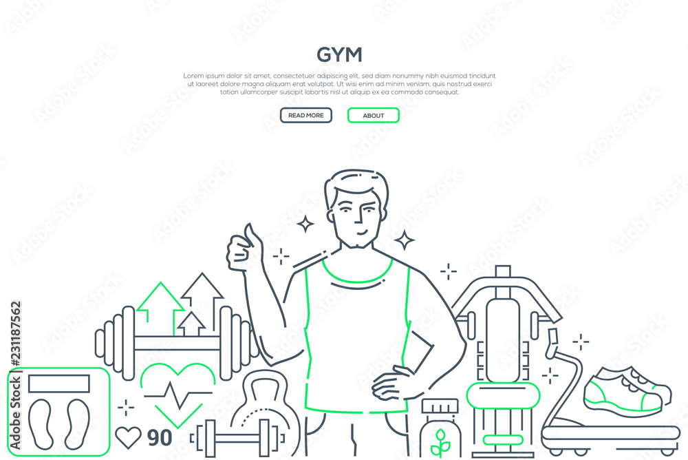 Gym - modern line design style web banner
