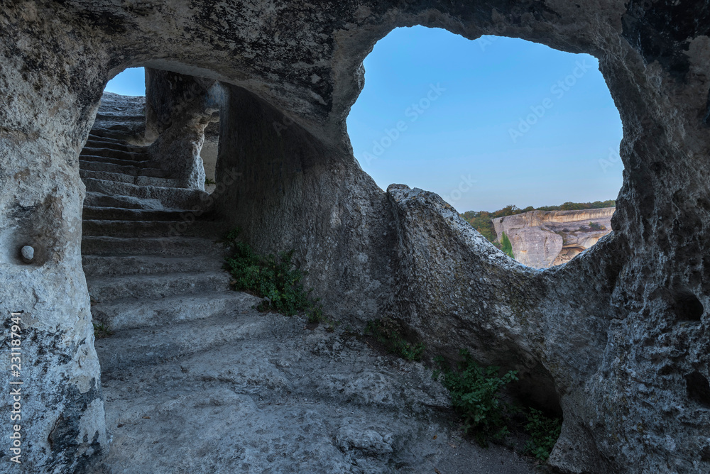 The interior of the caves of the ancient city of Eski-Kermen in Crimea