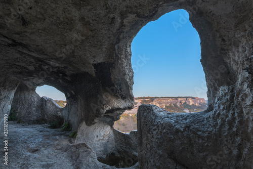 The interior of the caves of the ancient city of Eski-Kermen in Crimea