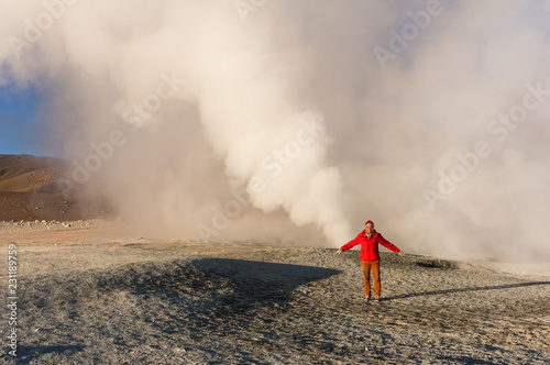 geysers sol de mañana fumerolles altiplano uyuni bolivie photo