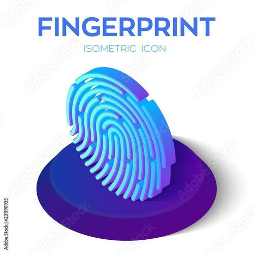 Fingerprint Scan Icon. 3D Isometric Finger print sign. Biometric identification. Created For Mobile, Web, Decor, Print Products, Application. Perfect for web design and banner Vector Illustration.