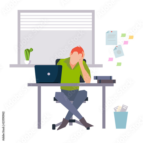Vector modern flat character design on businessman at work