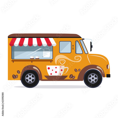Coffee car on a white background