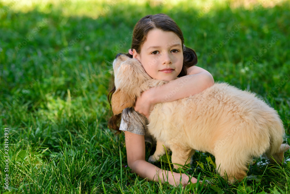 Young girl and her pet Young girl and her pet