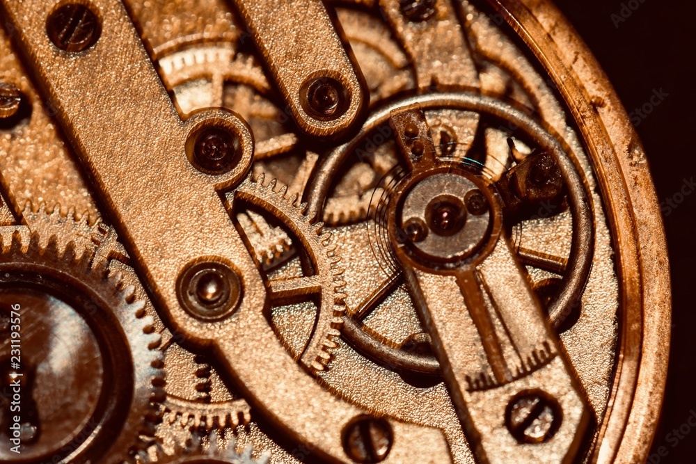 Antique Pocket watch close up macro warm tones Antique Pocket watch close up macro warm tones