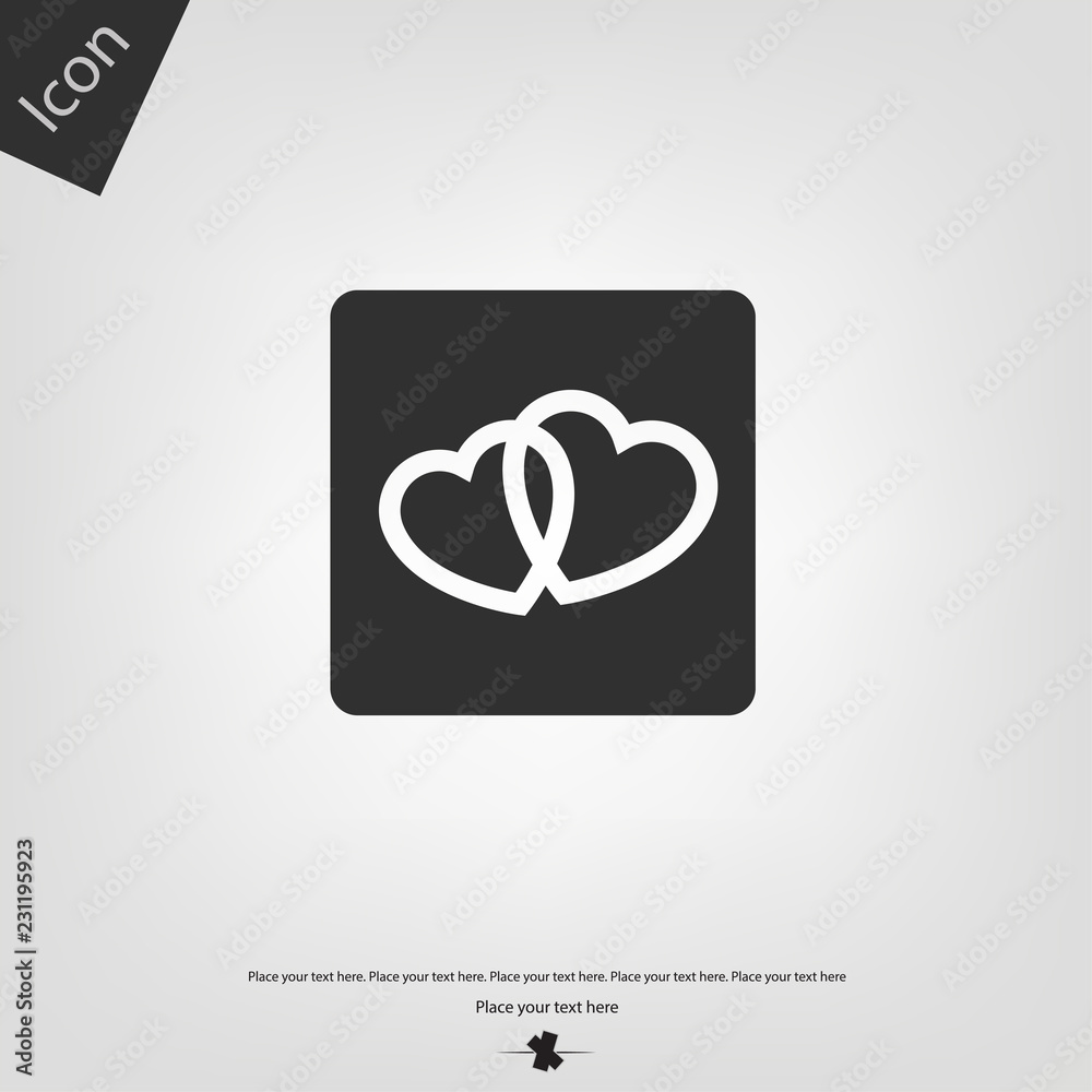 Two heart vector icon