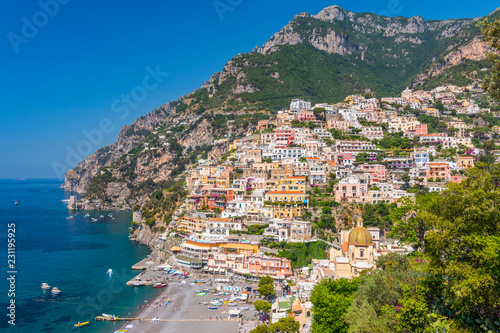  The town of Positano along the Amalfi Coast, Campania, Italy.