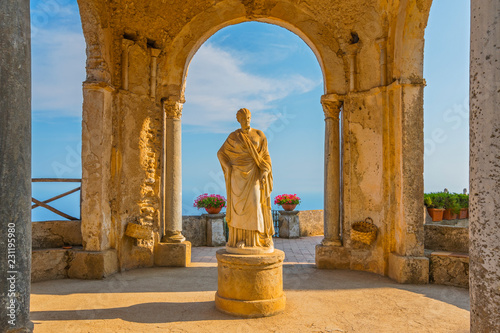 Tela Roman Statue of Ceres in Villa Cimbrone Gardens on the Amalfi Coast, Ravello, Province of Salerno, Italy