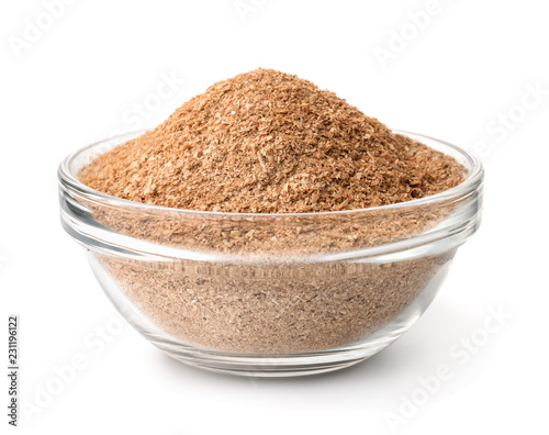 Glass bowl of mixed bran flour © Coprid