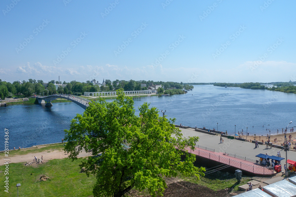 Veliky Novgorod. Volkhov river in summer