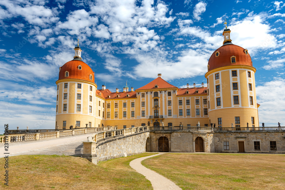 Schloss Moritzburg, a Baroque castle in Moritzburg, near Dresden, Saxony Germany.