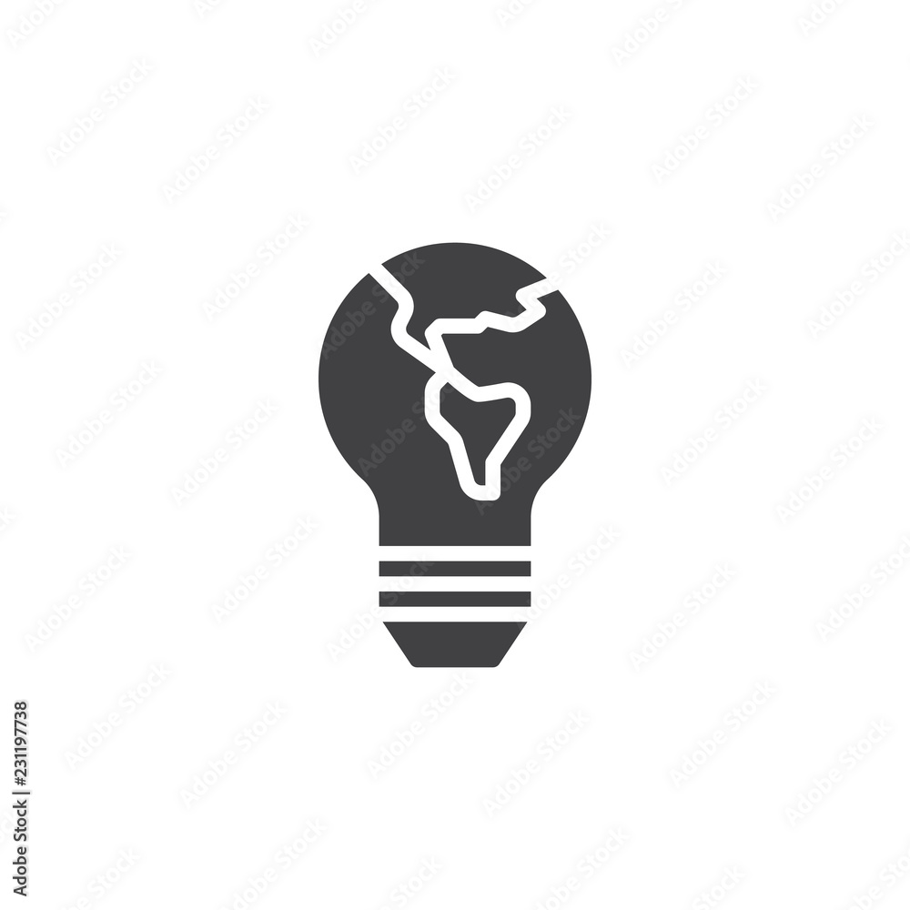 Earth light bulb vector icon. filled flat sign for mobile concept and web design. Global ecology simple solid icon. World energy save symbol, logo illustration. Pixel perfect vector graphics