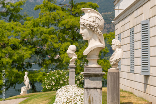Herm of Athena in italian garden of Villa Melzi in Bellagio, Italy.