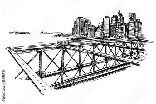 Brooklyn Bridge in New York City.