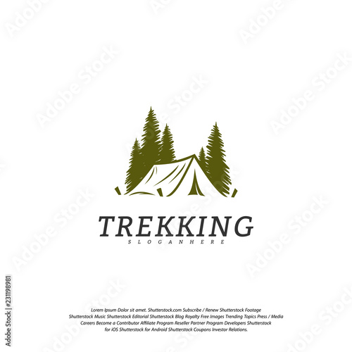 Camping vector logo template. Outdoor activity symbol logo