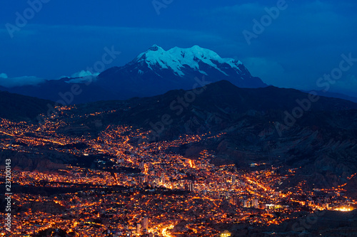 La Paz Bolivia epic skyline with mountain background  photo