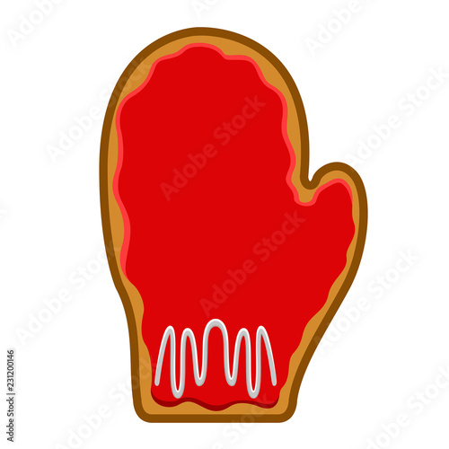 Christmas glove gingerbread cookie. Vector illustration design