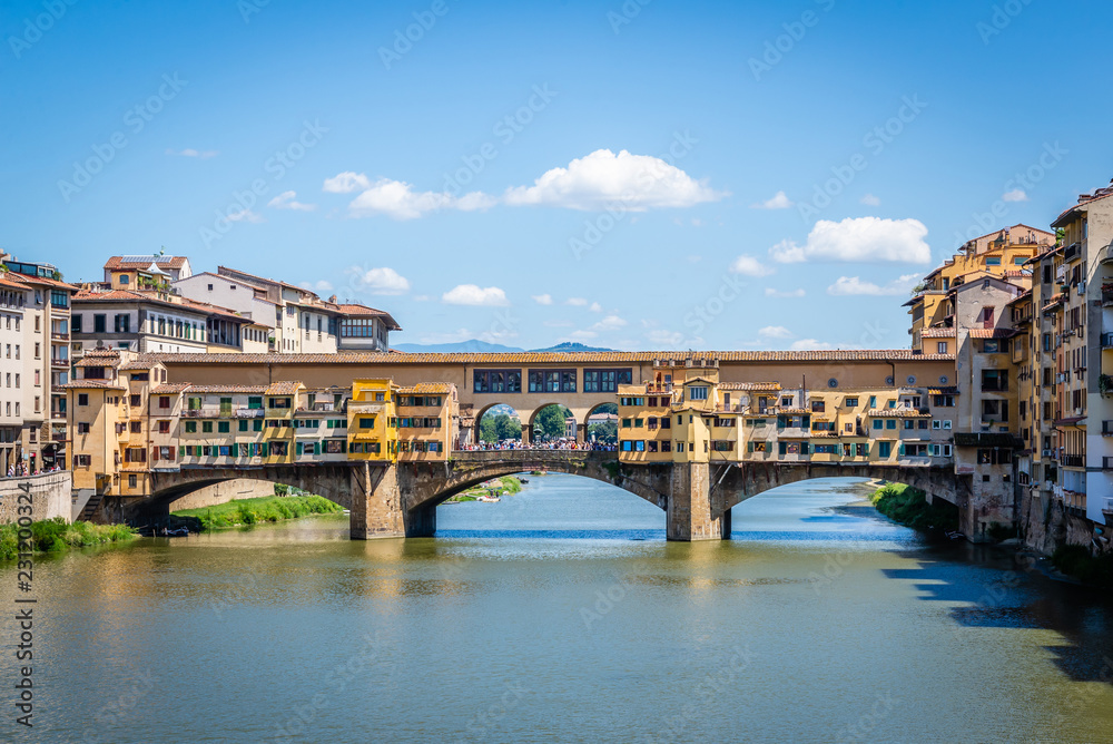 View on famous Ponte Vecchio in ancient italian town Florence